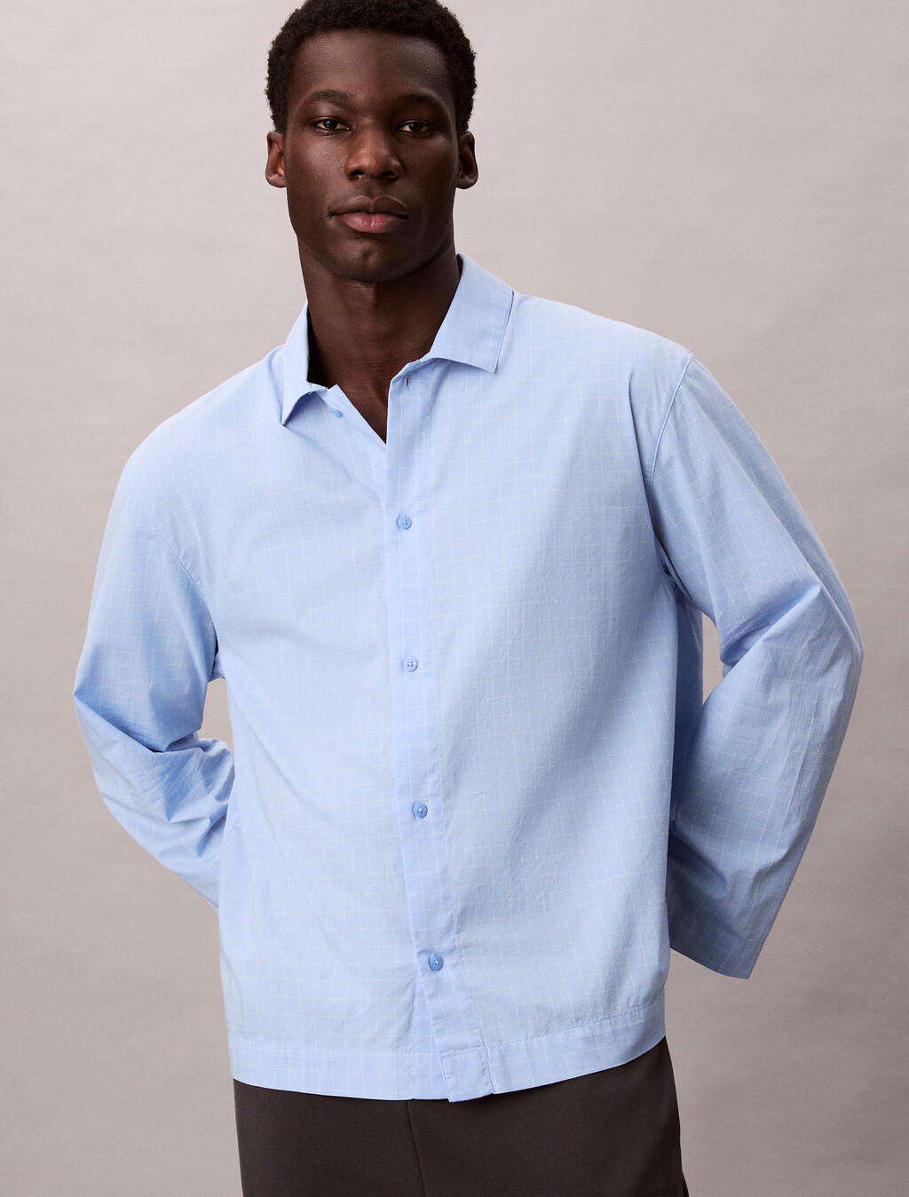 Classic Comfort Button Down Shirt, 19473 PLOTTER PLAID+FROZEN FJORD, hi-res