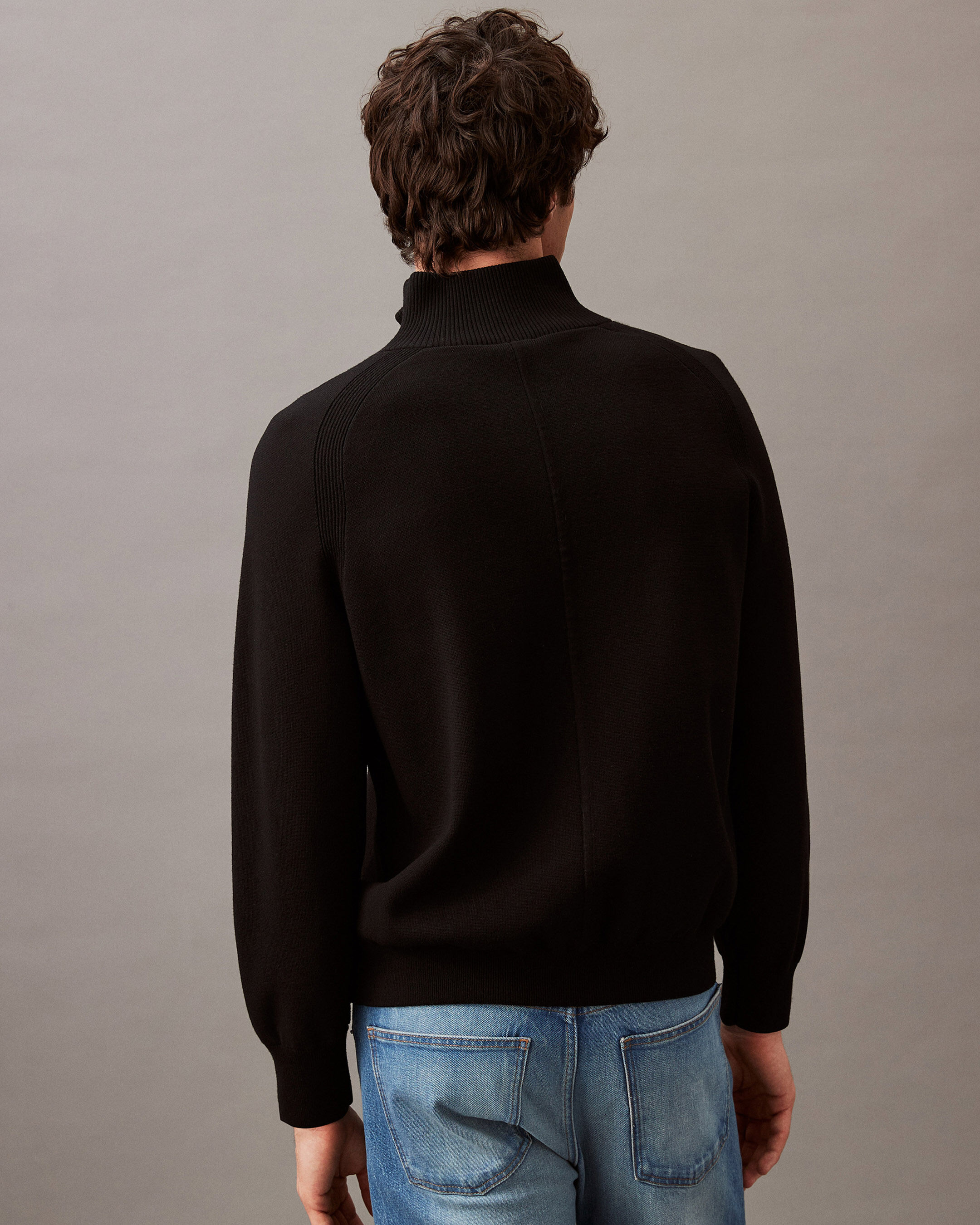 Tech Knit Quarter Zip Sweater | black | Calvin Klein Taiwan
