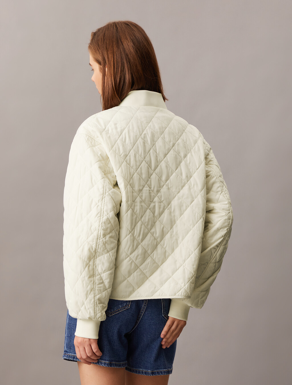 Relaxed Quilted Bomber Jacket, Ivory, hi-res