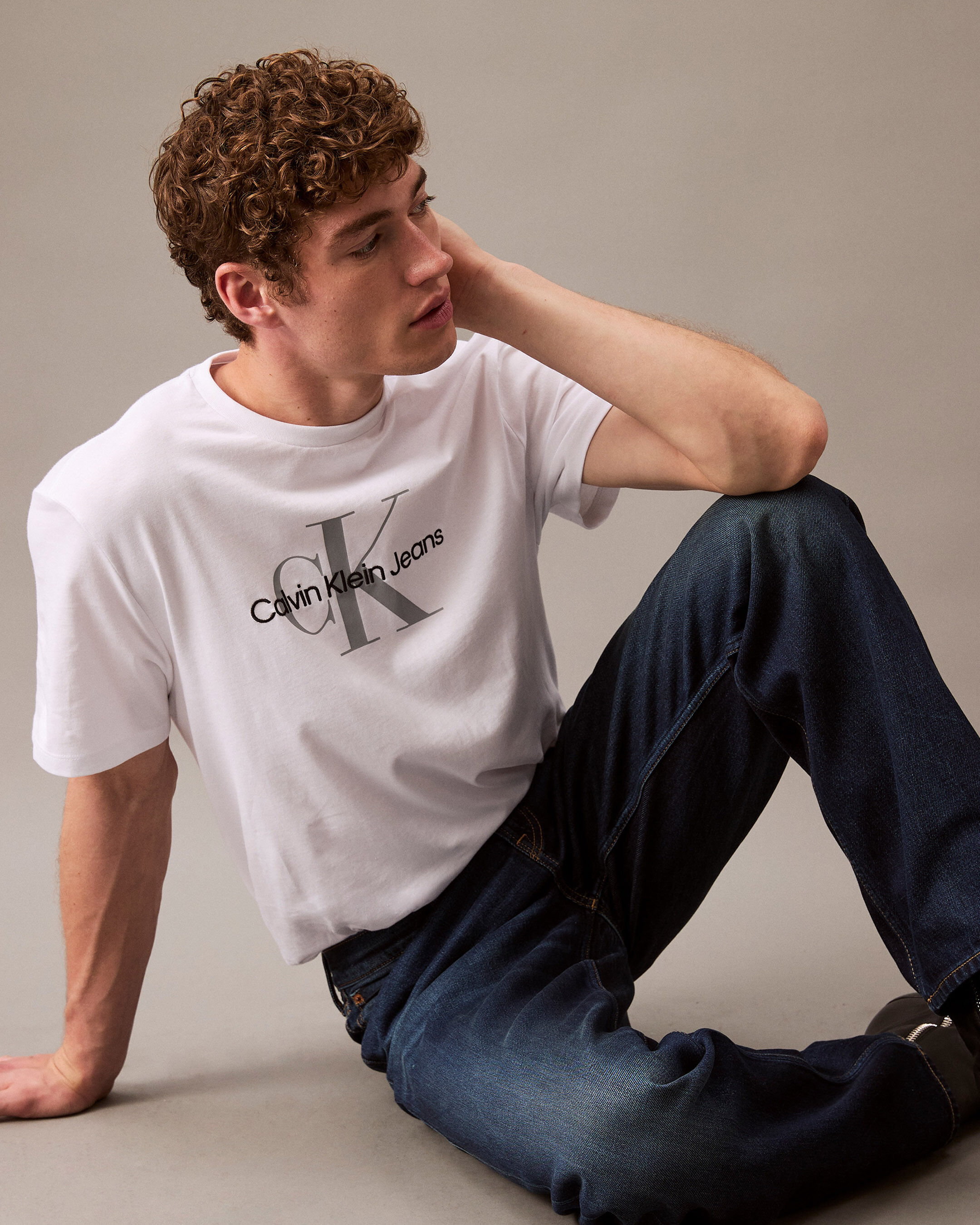Monogram Logo Graphic Classic Crewneck T-Shirt | white