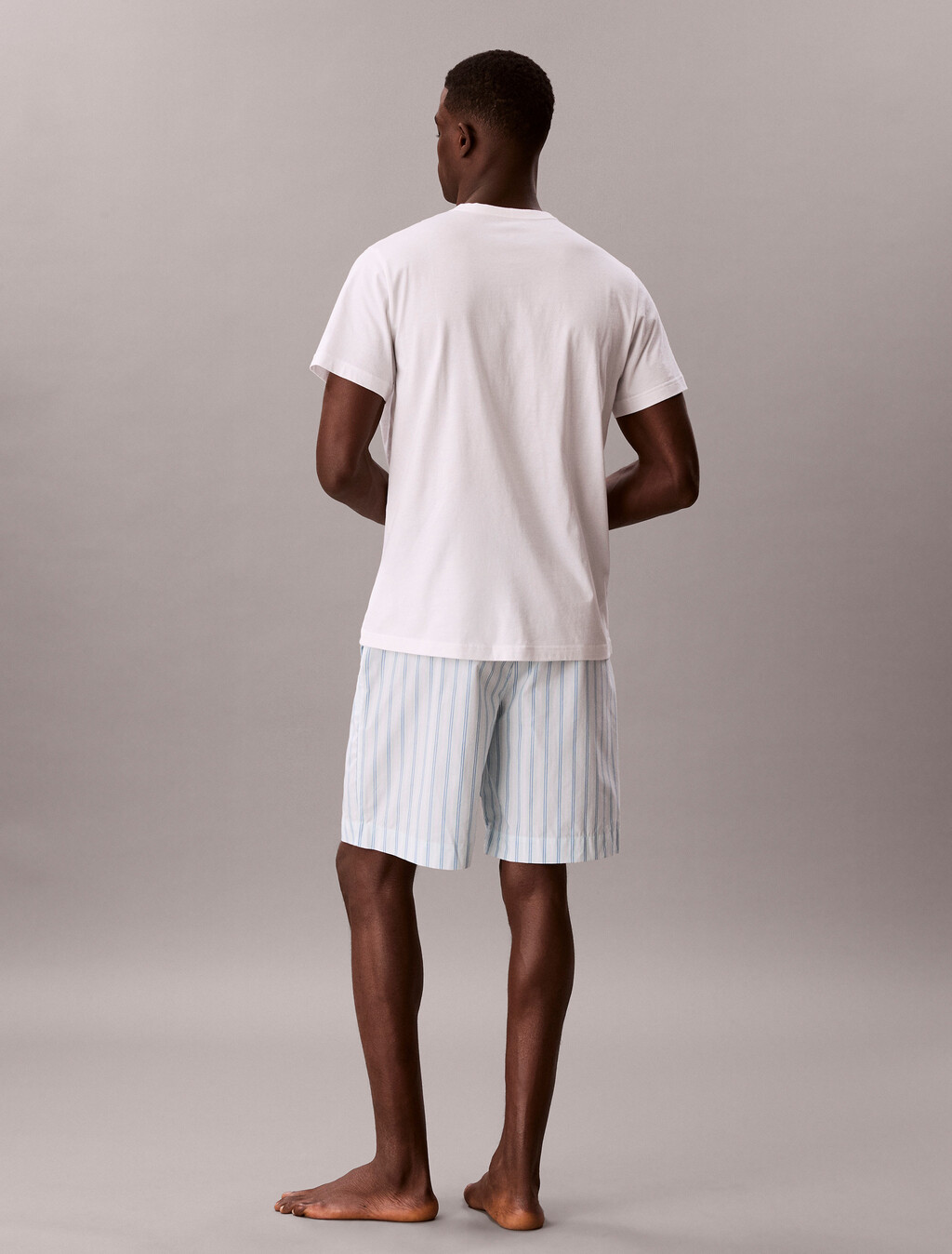 Cotton Poplin Short Set, Classic White TOP / VERTICAL BOARDWALK LOGO  STRIP, hi-res