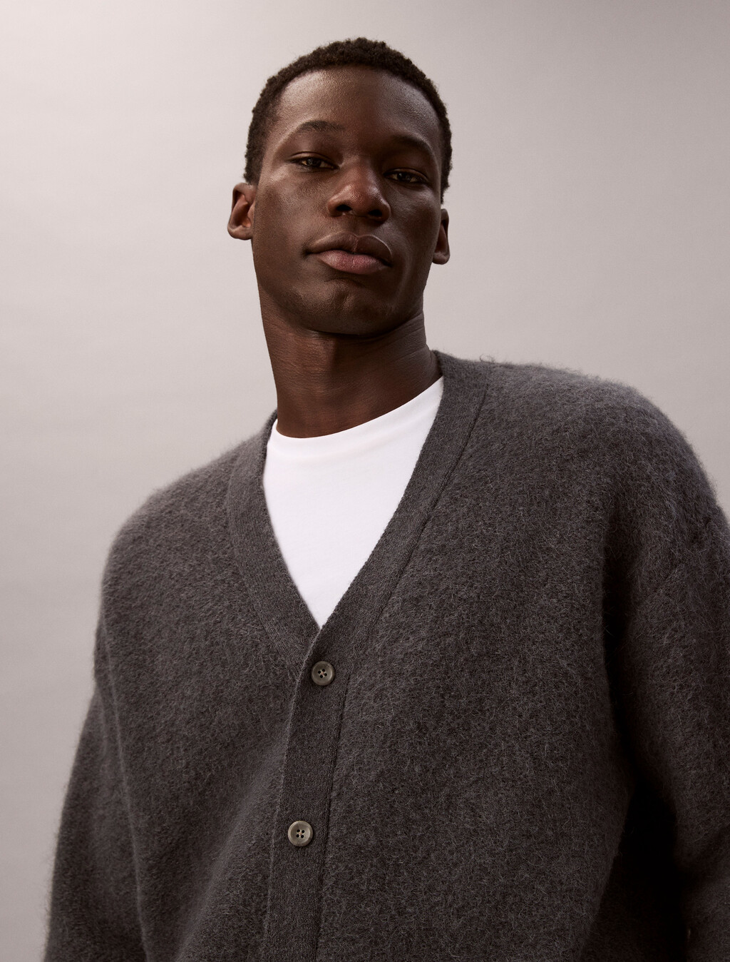 拉絨羊駝毛混紡開襟毛衣, Harlem Night Blue, hi-res