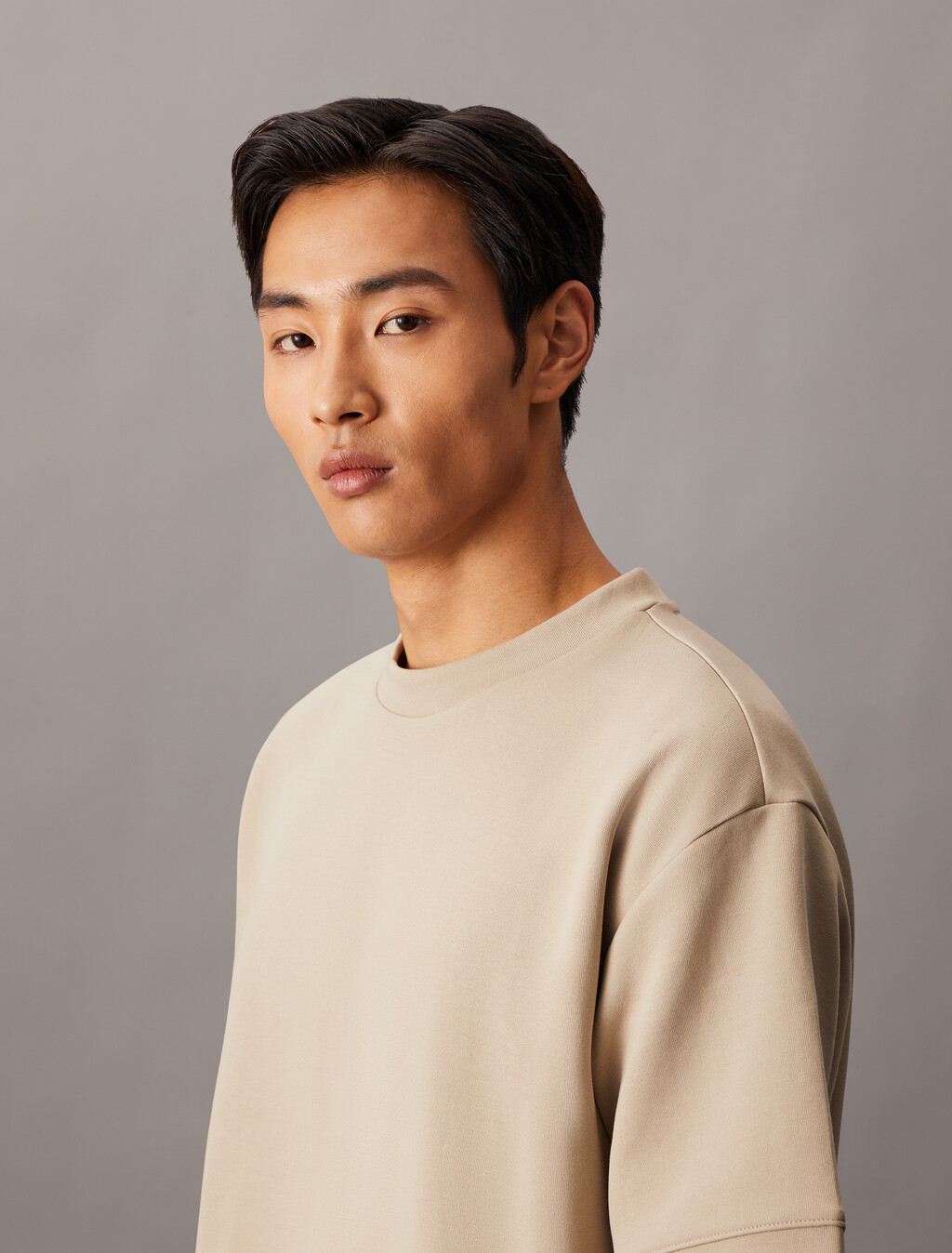 Combed Lightweight Interlock Cotton Crewneck T-Shirt, Crockery, hi-res