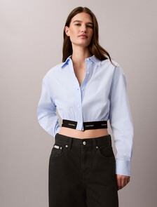 Logo Waistband Cropped Shirt, Sweet Blue, hi-res