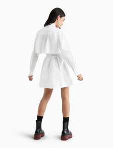 Modern Metals Shirt Dress with Logo Charm, Bright White, hi-res