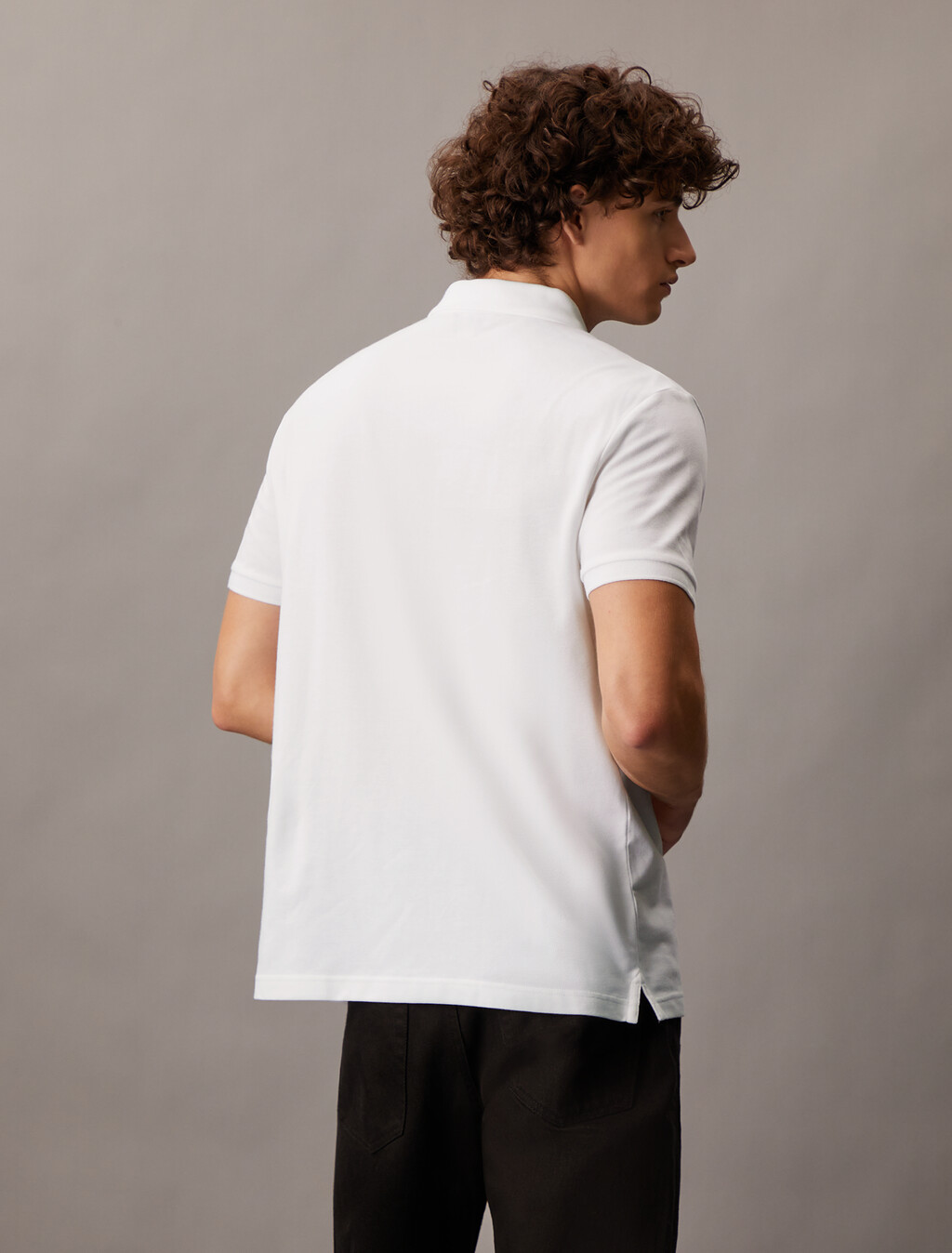 CK 標誌珠地棉 Polo 衫, Bright White, hi-res