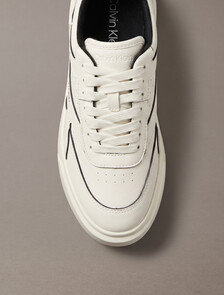 Leather Signature Trainers, Marshmallow/Black, hi-res
