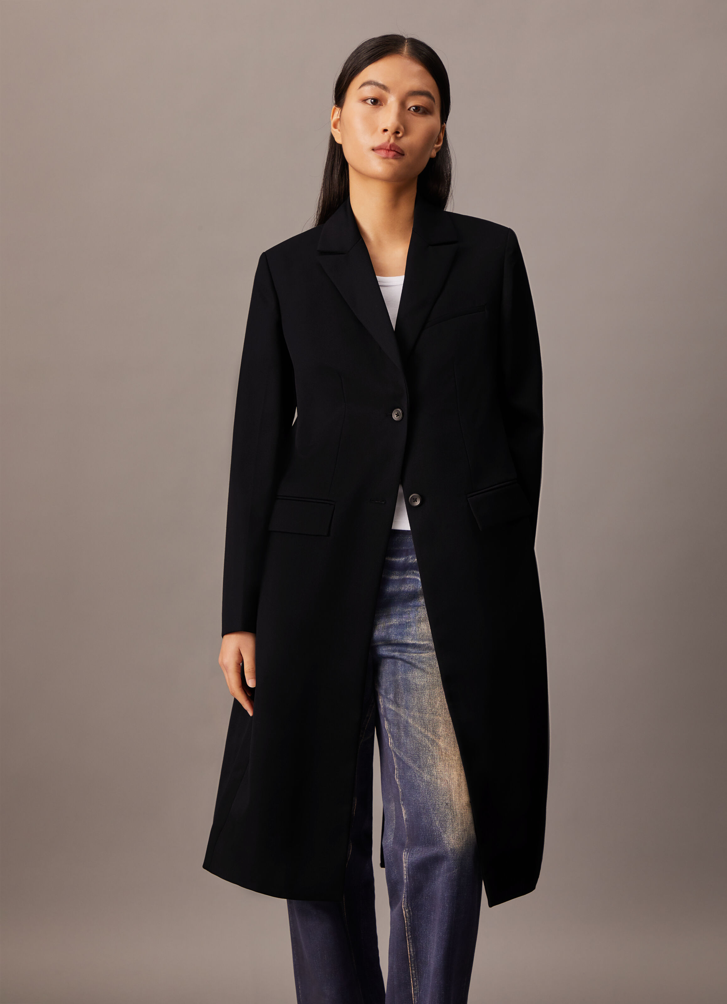Calvin klein single breasted coat discount