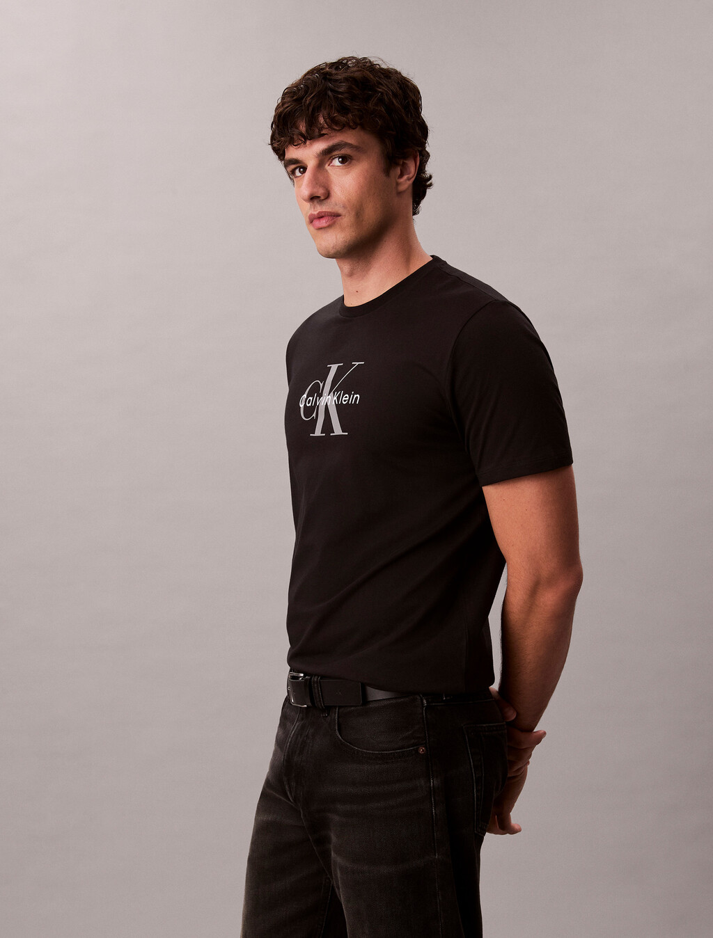 Monogram 圓領 T 恤, Black, hi-res