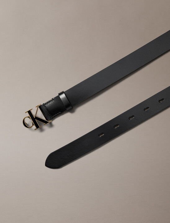 Full-Grain Leather Logo Buckle Belt