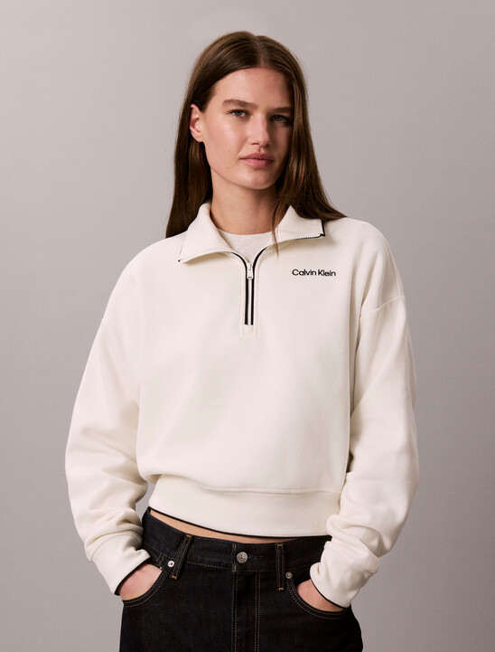 Brushed Cotton Terry 1/4 Zip Sweatshirt