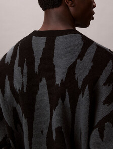 提花圖案寬鬆毛衣, Harlem Night Blue, hi-res