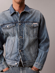 90s Denim Logo Trucker Jacket, BOULEVARD BLUES, hi-res