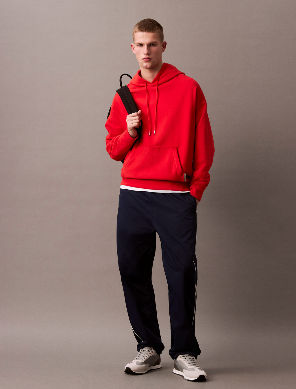 Oversized Sueded Terry Hoodie, Red Alert, hi-res
