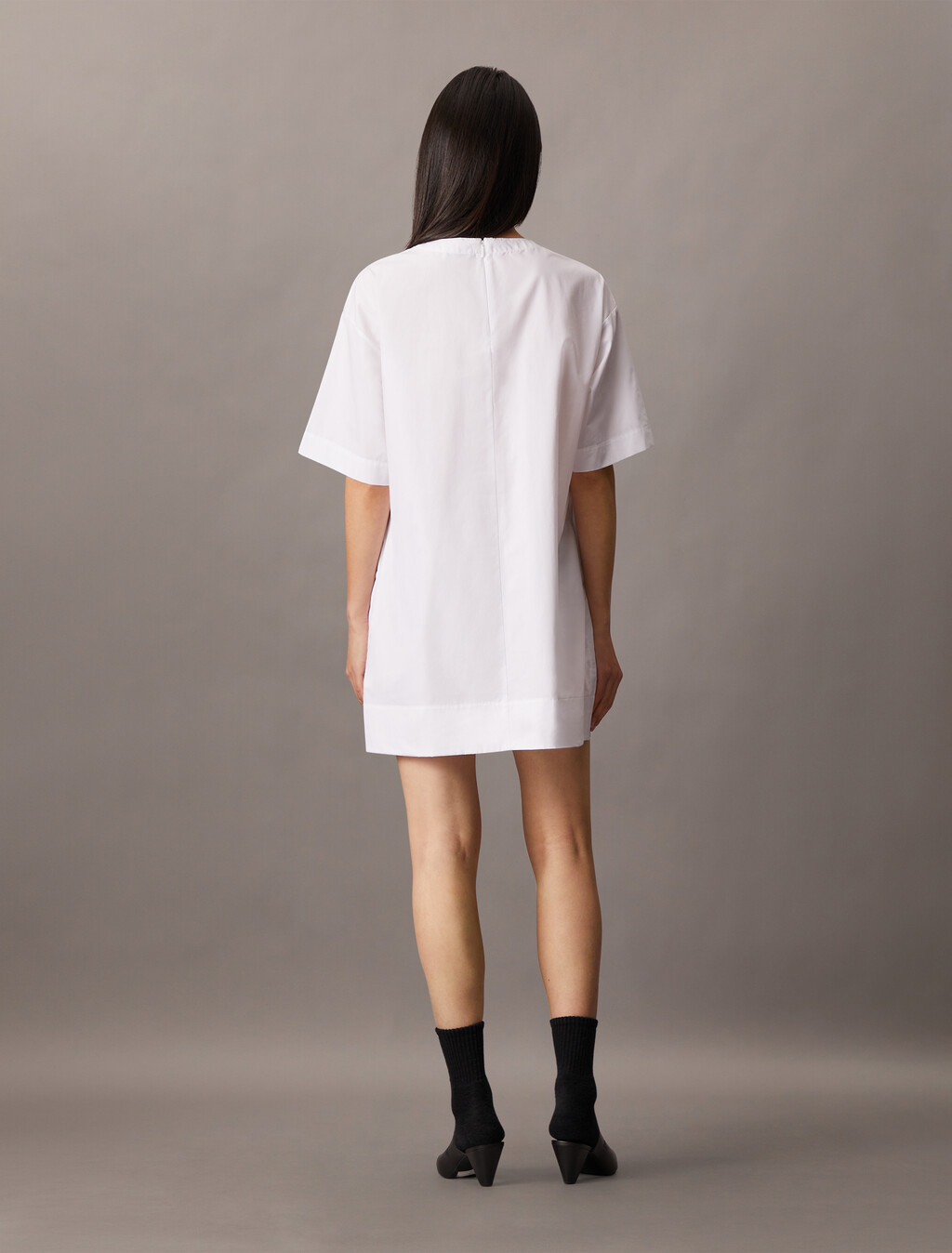 棉質寬鬆迷你 T 恤洋裝, Brilliant White, hi-res