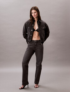 寬鬆喇叭牛仔褲, BLACK FOG, hi-res