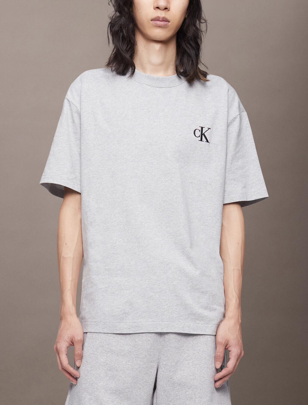 Calvin Logo Crew Neck Tee, Heroic Grey Heather, hi-res