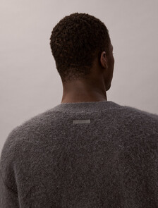 拉絨羊駝毛混紡開襟毛衣, Harlem Night Blue, hi-res