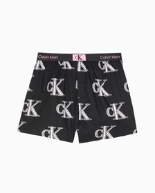 Calvin Klein 1996 梭織棉質平口內褲, CHROME LOGO+BLACK, hi-res