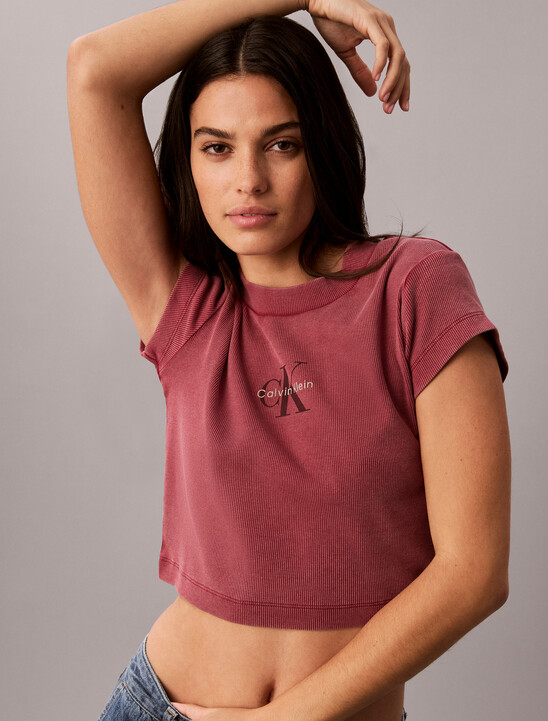 Baby Fit Ribbed Monogram Logo T-Shirt