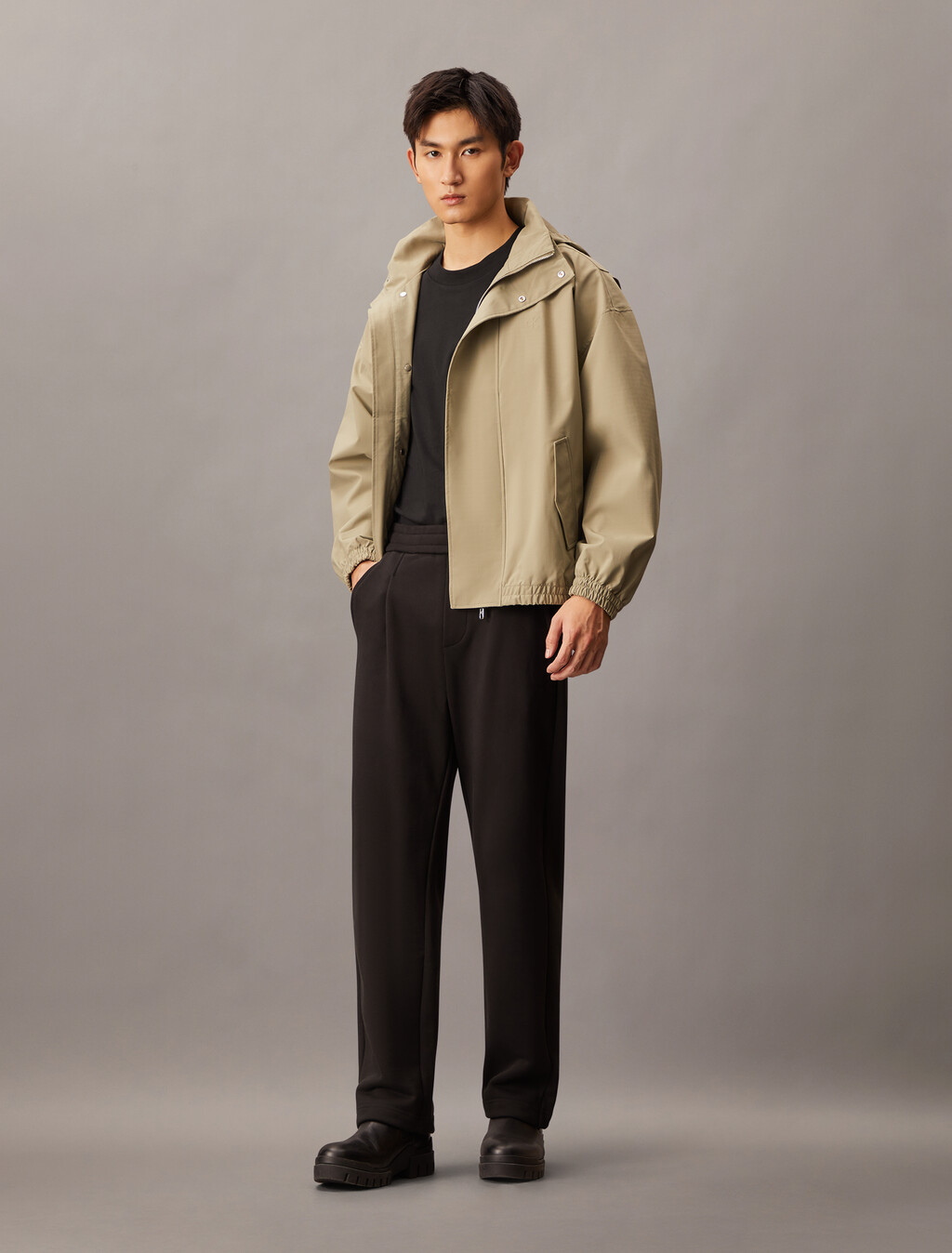 Flocked Monogram Tee, Ck Black, hi-res