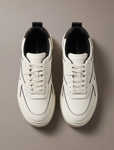 Leather Signature Trainers, Marshmallow/Black, hi-res
