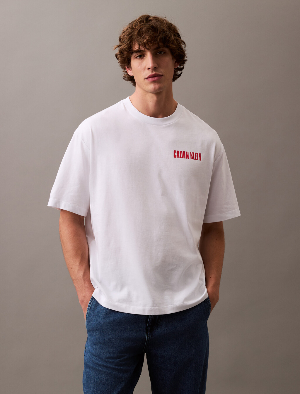 Calvin Klein Logo Print Tee, Brilliant White, hi-res