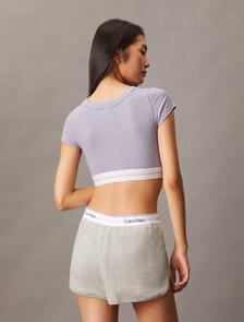 Cotton Modal Rib Knit T-Shirt Bralette, Lilac Quartz, hi-res