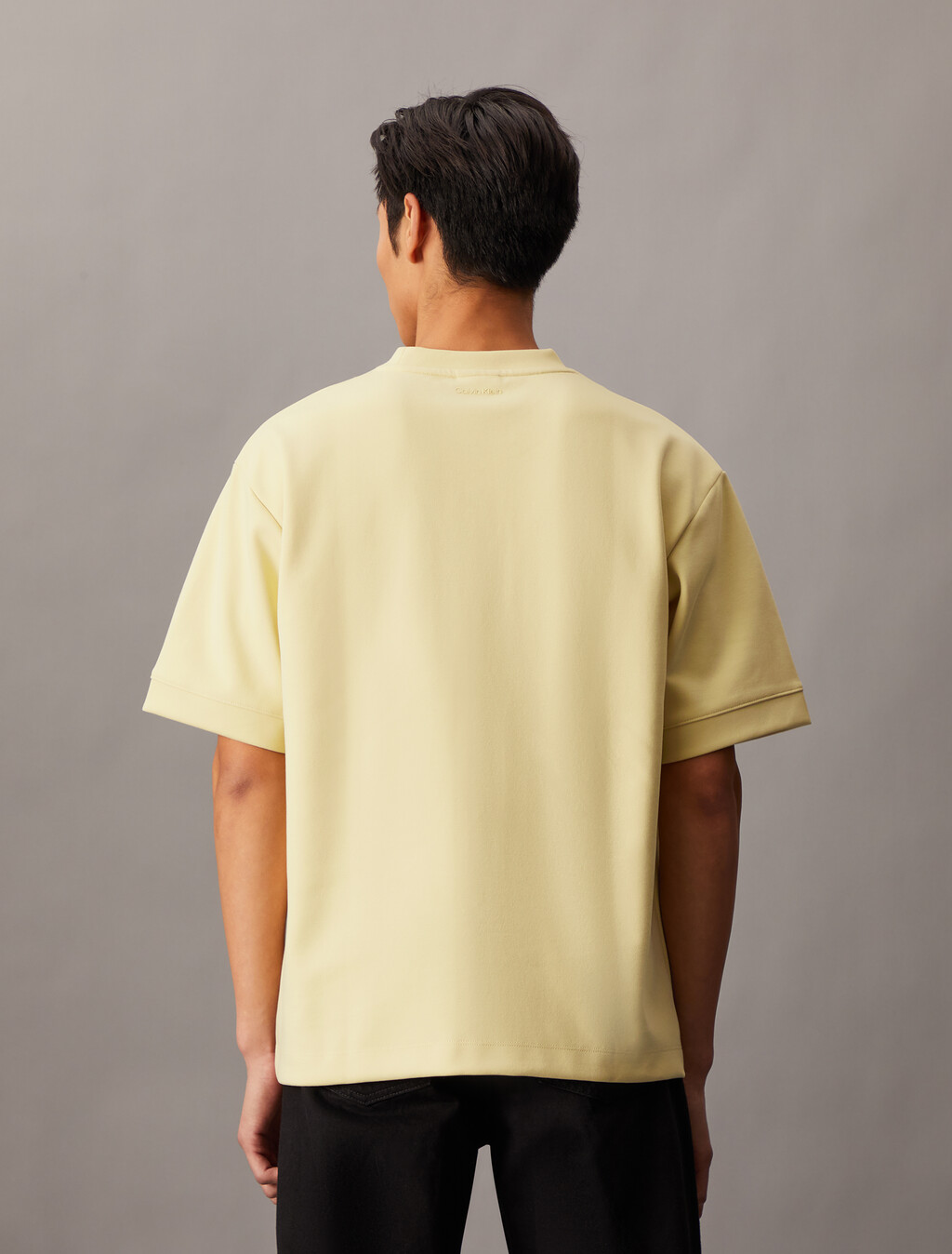 精疏輕盈雙面針織棉圓領 T 恤, Reed Yellow, hi-res