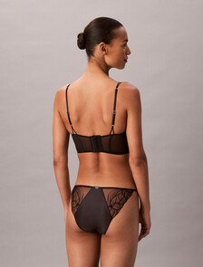 丁字比堅尼三角內褲 - CK Black Floral Lace, Black, hi-res