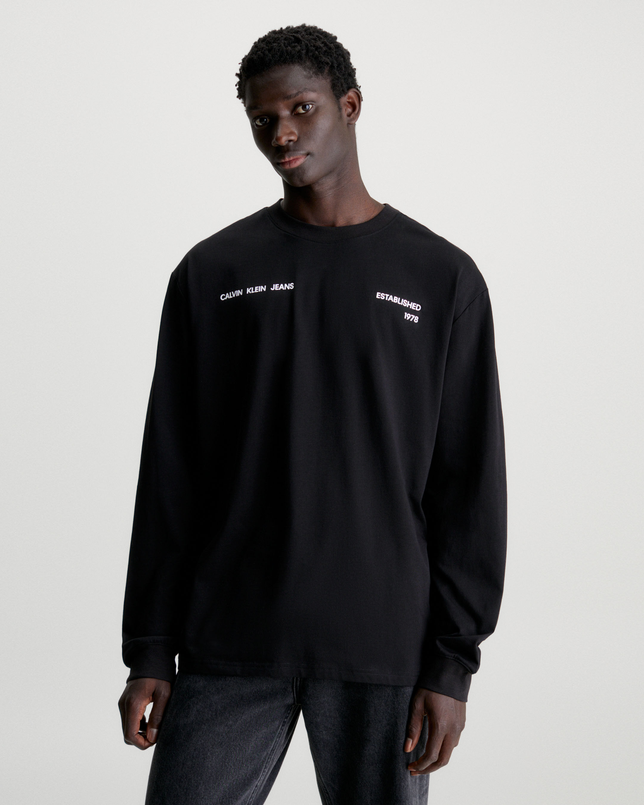 Calvin klein black long sleeve shirt clearance