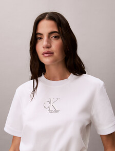 Cropped Tie Waist Logo T-shirt, Bright White, hi-res