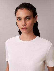 絲棉混紡圓領上衣, Snow White, hi-res