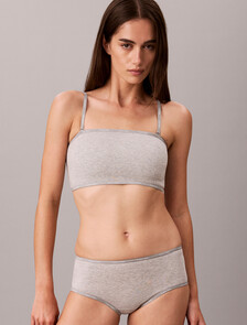 Icon Cotton Modal Limited Edition Lightly Lined Bandeau Bra, Grey Heather, hi-res