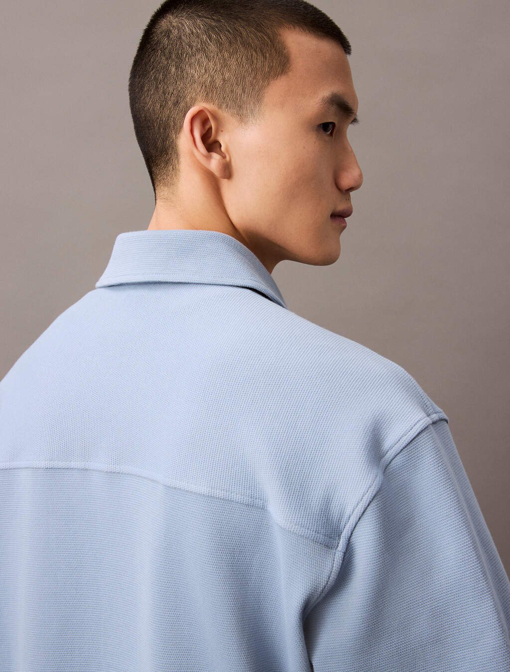紋理珠地寬鬆襯衫式外套, Faded Denim, hi-res