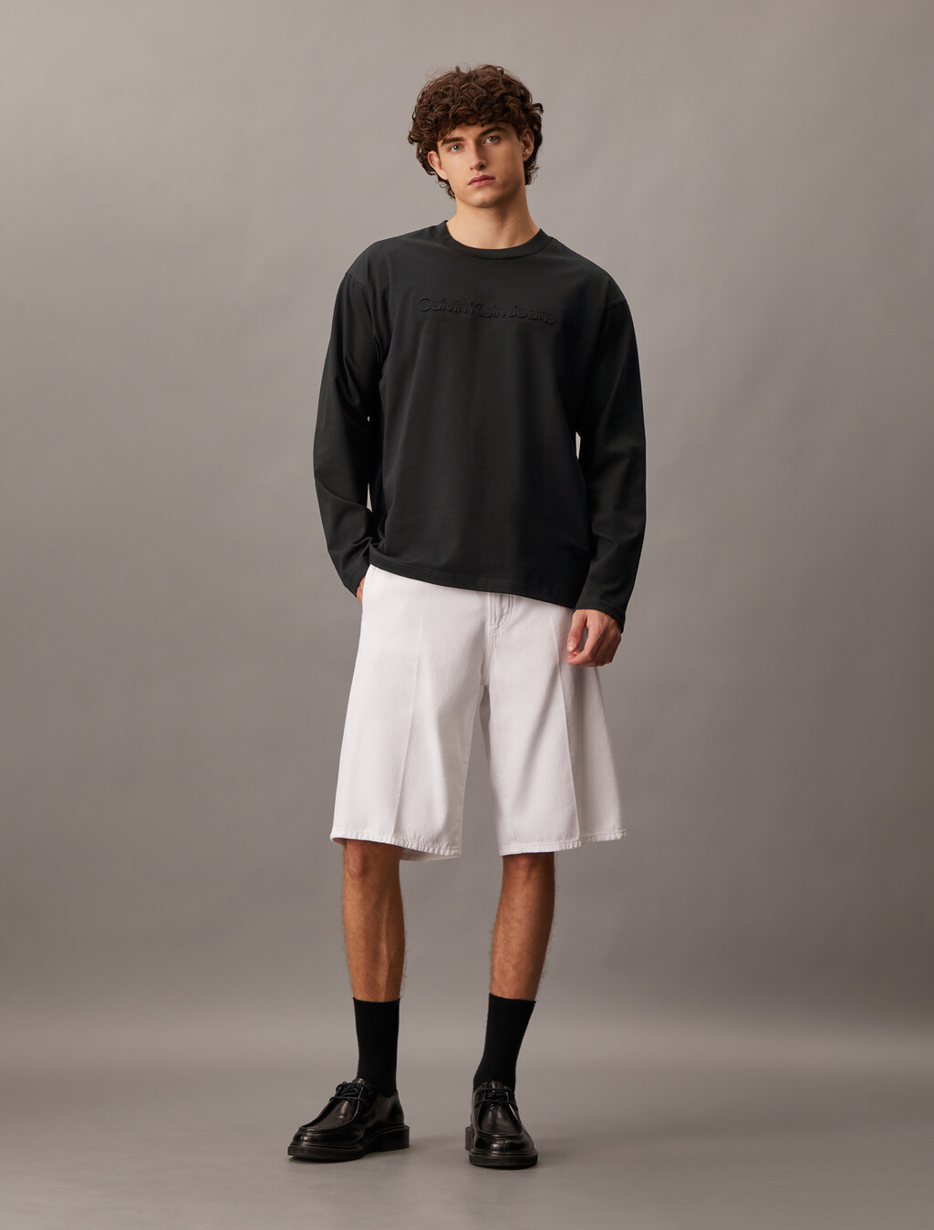 Institutional Logo Long Sleeve Tee, Ck Black, hi-res