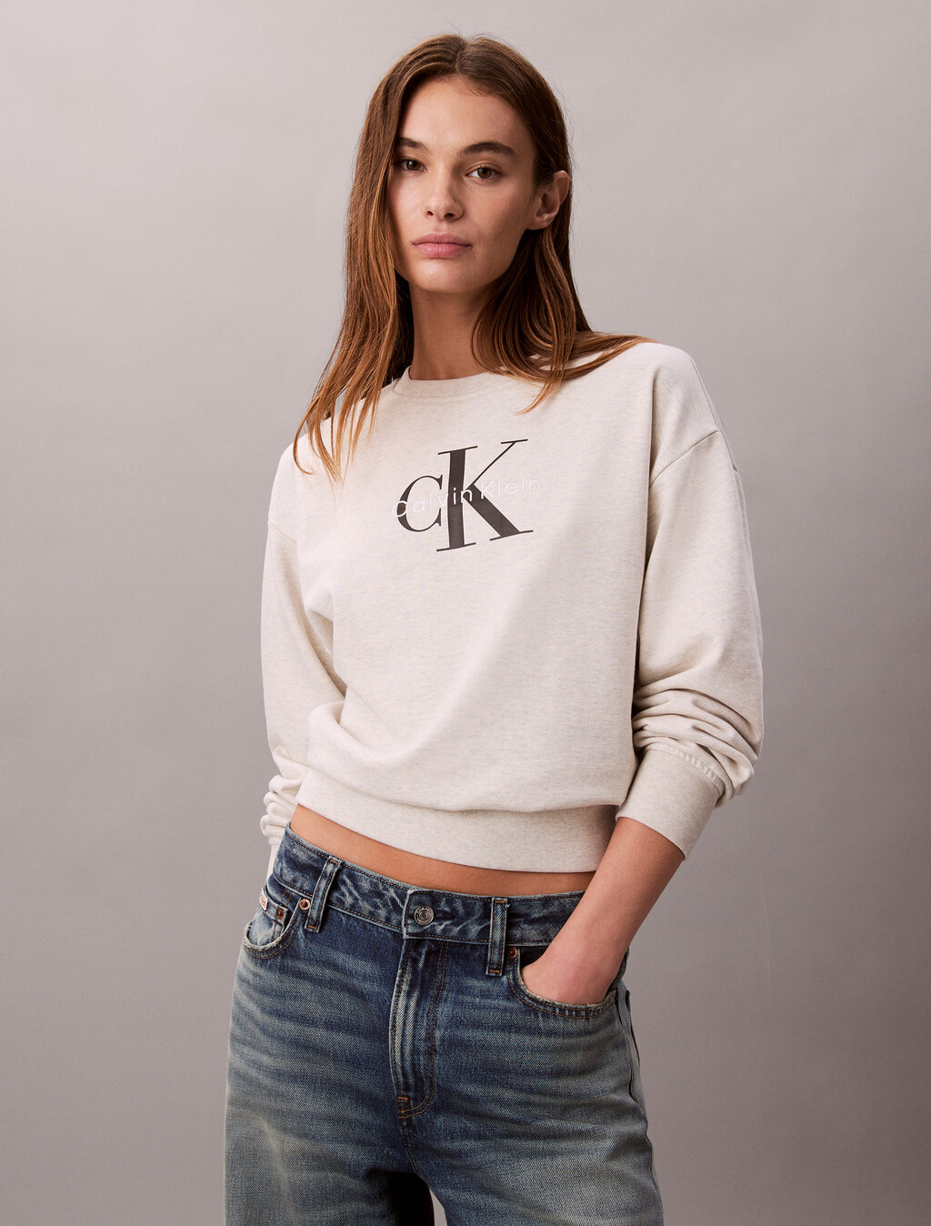 Monogram 短版運動衫, Vanilla Heather, hi-res