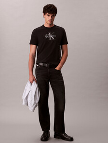 Monogram 圓領 T 恤, Black, hi-res