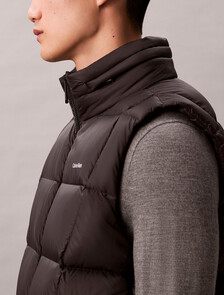 Nylon Quilted Puffer Vest, Black, hi-res