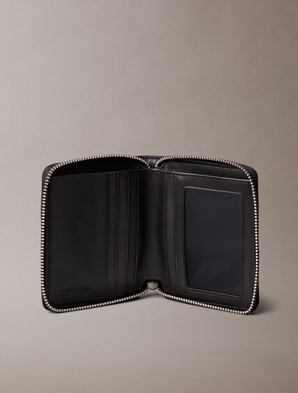 壓花編織拉鍊短夾, Black, hi-res