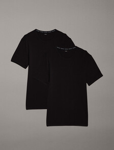Icon Cotton 彈力圓領 T 恤 2 件裝, Black/Black, hi-res