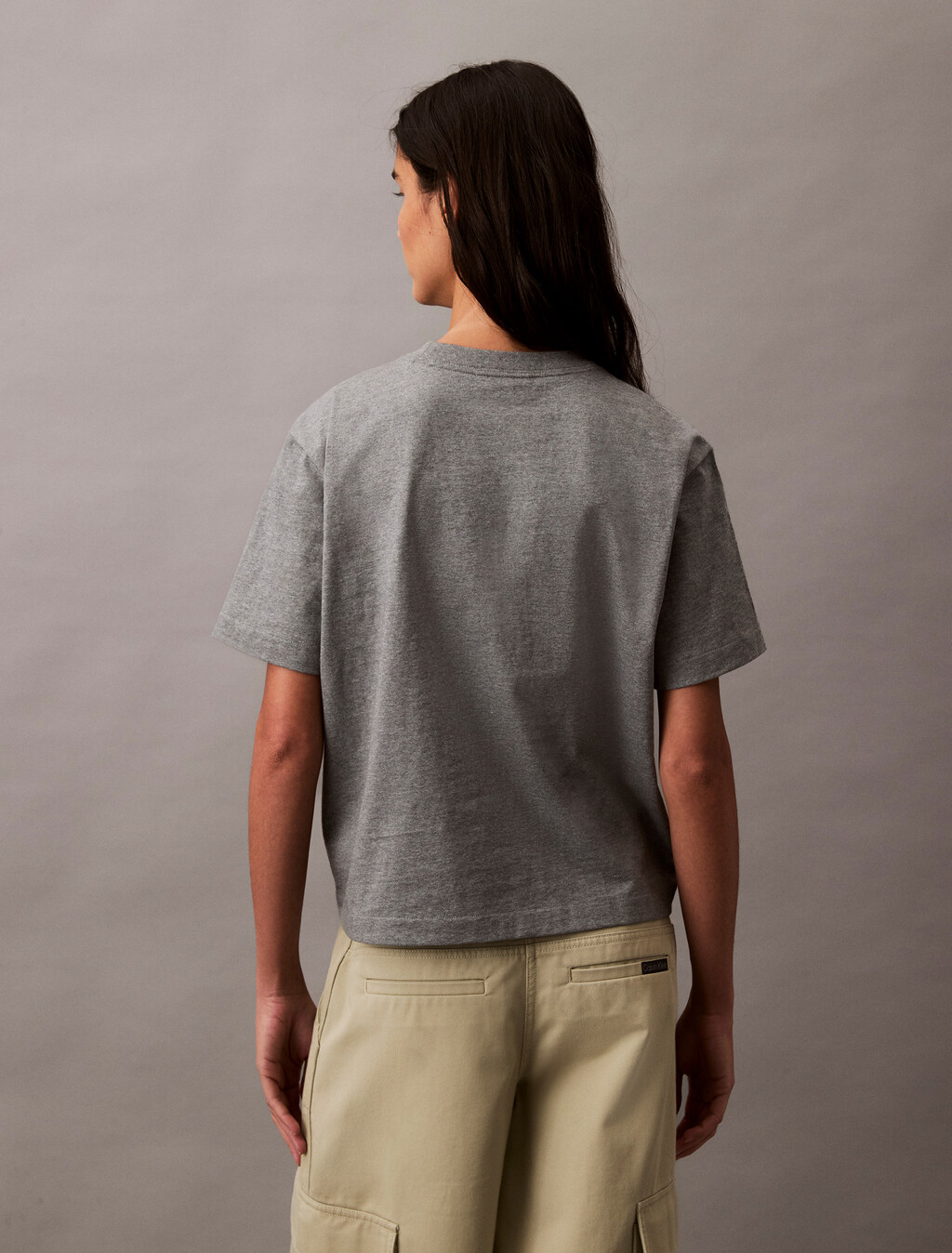 經典標誌寬鬆圓領 T 恤, Medium Grey Heather, hi-res