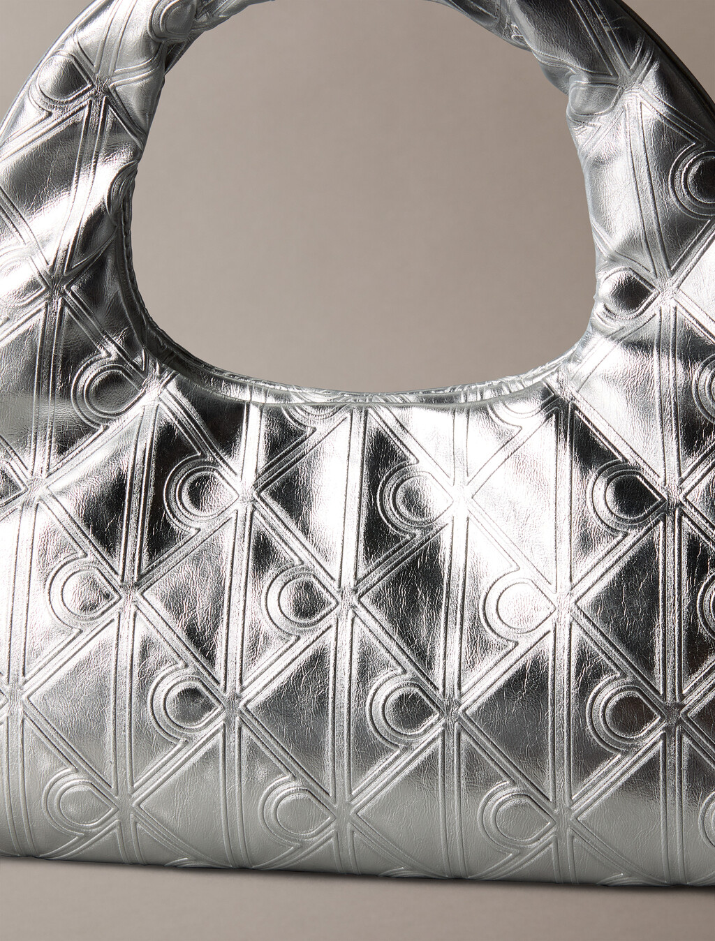 Puffer Emblem Logo Metallic Mini Bag, SILVER METALLIC, hi-res