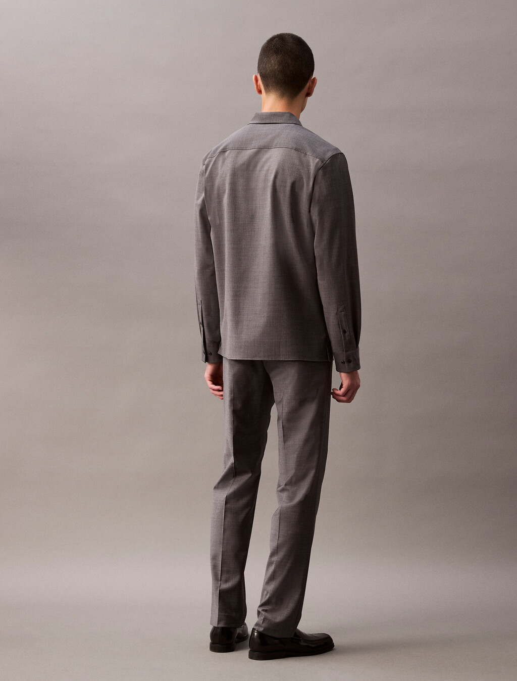 Refined Virgin Wool Slim Trouser, Grey Heather, hi-res