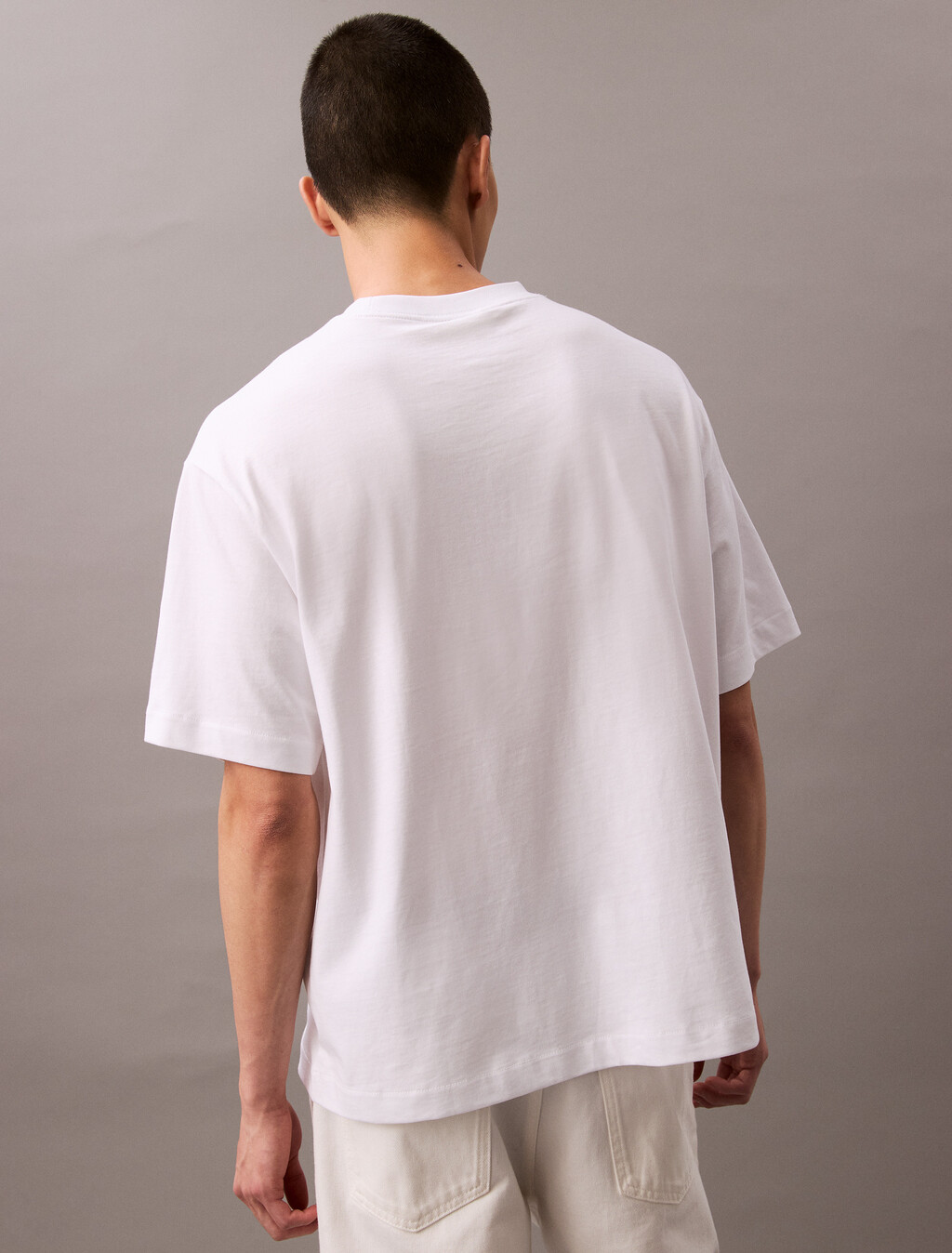 Calvin Logo Crew Neck Tee, Brilliant White, hi-res