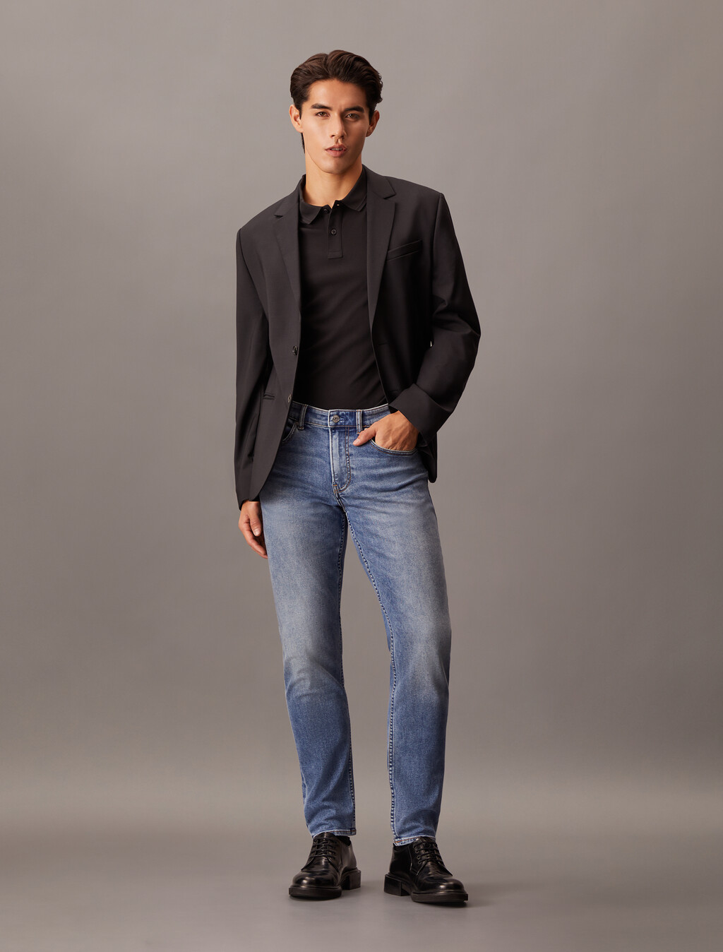 Luxe Lined Body Taper Jeans, Denim Medium, hi-res