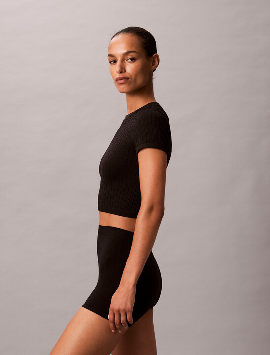 羅紋徽章無縫睡衣上衣