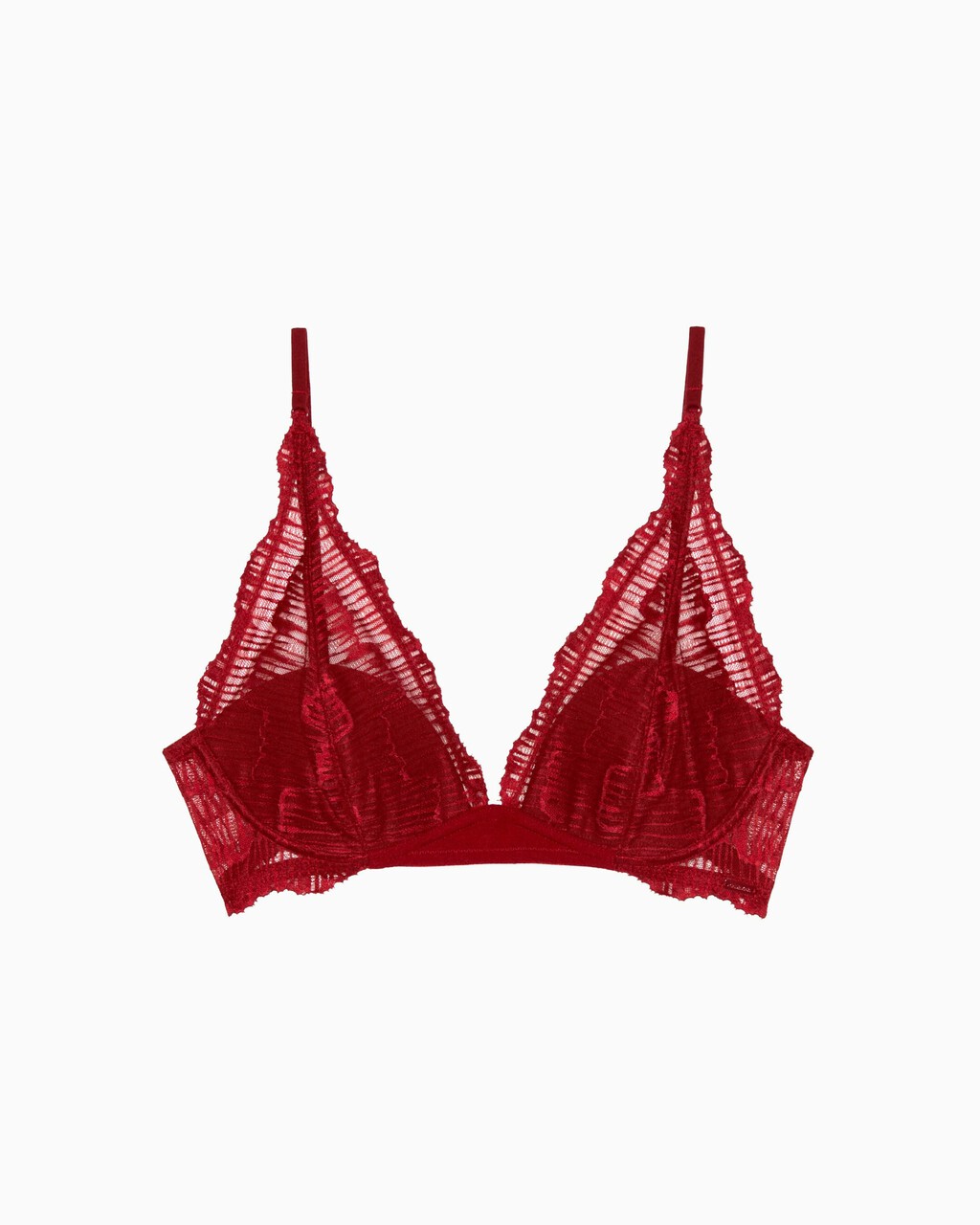 CK Black Linear Lace Lightly Lined Triangle Bra, red