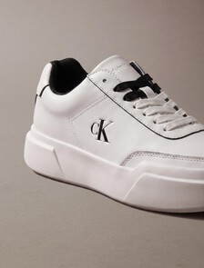 Leather Durable Traction Chunky Trainers, Marshmallow/Black, hi-res