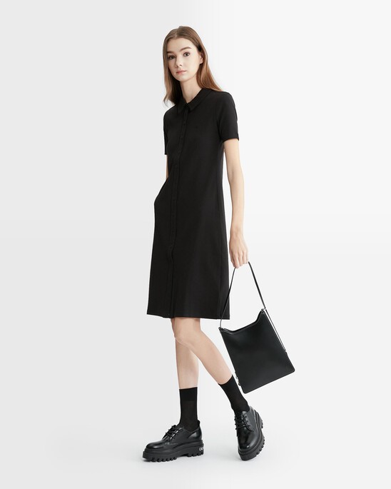Rib Knit Shirt Dress